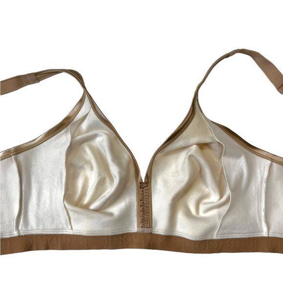 Cacique Cotton No Wire Bra in Ivory/Tan Polka Dot Size 46C - Picture 2 of 7